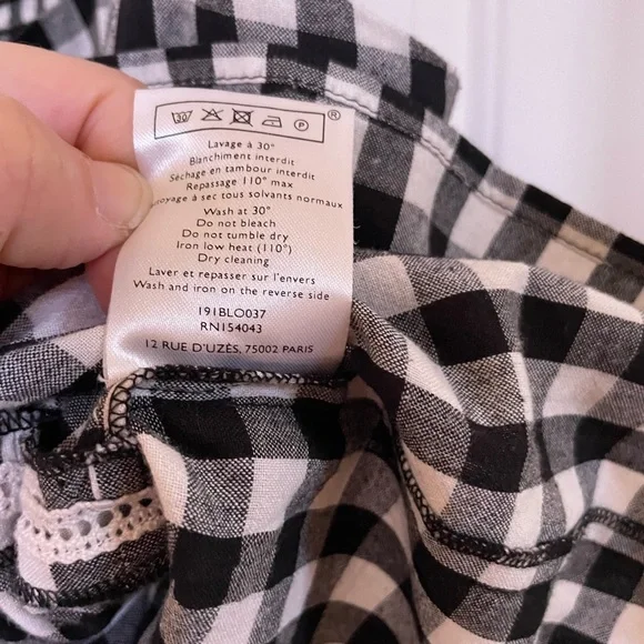 Sezane Laurette Top Black and White Vichy Print 10/42 - Picture 10 of 10